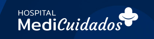 Logotipo de MEDICUIDADOS en su versión azul y blanco